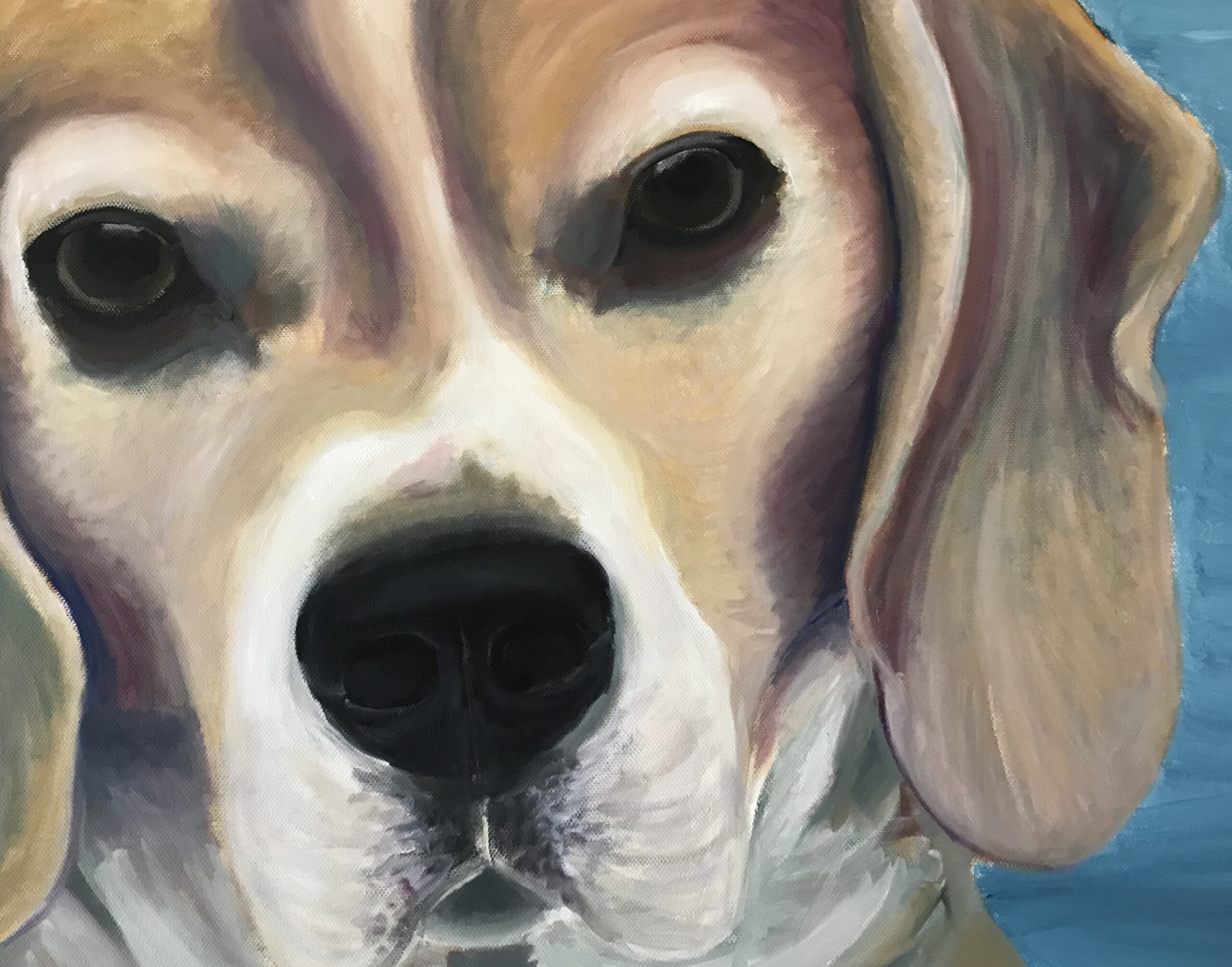 schilderij olieverf hondenportret beagle